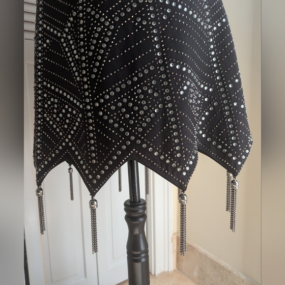 Jeweled Tassel Skirt, Black, Size Large - Picture 3 of 9